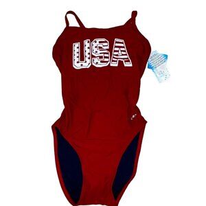 Sporti USA Red One-Piece Swimsuit 26Y NWT Girls Age 10-12